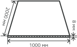Лист нержавеющий  8х1000х2000  мм.  AISI 304 (08Х18Н10) горячекатаный,  матовый